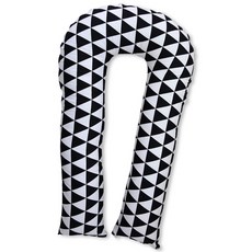 幾何圖形印花U型身體枕套, 黑色的