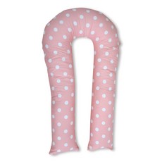 圓點U型身體枕套, 粉色的