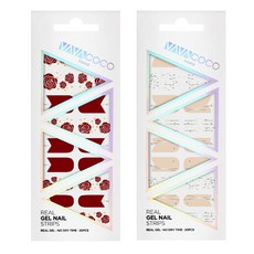 BABACOCO 凝膠美甲貼 玫瑰酒紅 + 流星裸色, 混合顏色, 1個