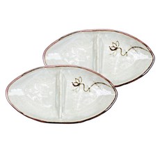 Yeoindoyeoye蓮花橢圓形2格分裝盤 小, 混色, 2件