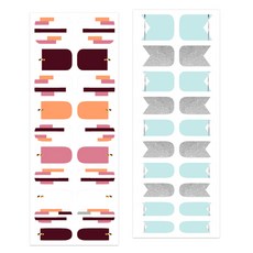 VAVACOCO 凝膠指甲貼 獨特方塊 + 三角法式, 酒紅色,天藍色, 1個