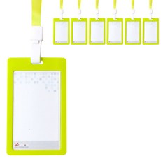 VICDREAM 彩虹ID員工證卡套名牌組 直式, 淺綠色 + 掛繩(黃色), 7套