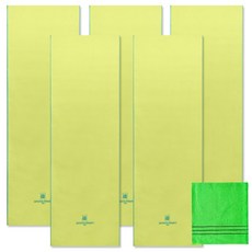 Songwol 松月 運動毛巾 黃綠色 5入+搓澡巾, 混色, 1套
