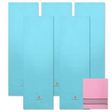 Songwol 松月 Arnaldo Bassini運動毛巾 藍色 5入+搓澡巾 粉紅色, 混色, 1組