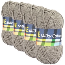 Milky Cotton BLUE 棉混紡編織線, C18 煙燻色, 4個