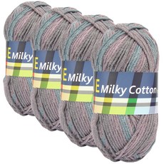 Brandyarn Milky Cotton BLUE 棉混紡編織線, C90 混色, 4個