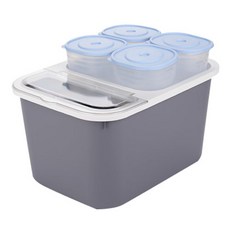 米桶 10kg+五穀雜糧桶 4入, 灰色