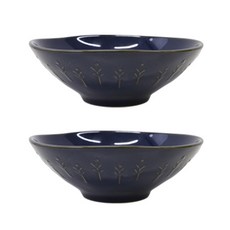 L Foret 質感設計陶瓷碗, 深藍, 2個