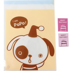 황씨네도시락 접착 야미봉투 강아지 100p + 케이크 생일 스티커 핑크 100p, 1세트
