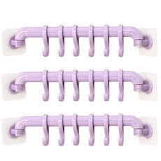 ANTS 廚房用具 6 爪壁掛式掛鉤, 淺紫色, 3片