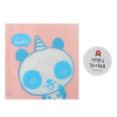 自黏式熊貓包裝袋 Yummy 100入+康乃馨圓形貼紙 謝謝你 100入, 1套