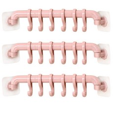ANTS 廚房用具 6 爪壁掛式掛鉤, 粉色的, 3片