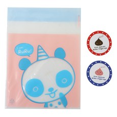 黏貼式動物圖案包裝袋 100入+巧克力韓文貼紙 100入, 1套