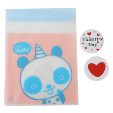 熊貓包裝袋 Yummy 100入+情人節圓形貼紙 100入, 1套