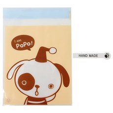 黏貼式動物圖案包裝袋 100入+爪子英文貼紙 100入, 1套