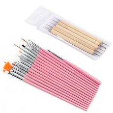 SOY LOVE 美甲刷15件組 + 木質點珠筆5件組, 15款刷具 + 5款點珠筆, 1套