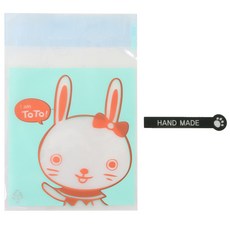 Hwangssinaedosirak 自黏Yummy兔子袋 50p + 腳掌手工貼紙 黑色 50p, 1套