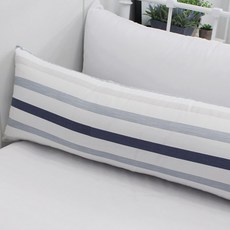 BED&DECO 涼感泡泡紗材質長抱枕套, 線海軍