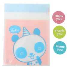 황씨네도시락 접착 야미봉투 팬더 50p + 원형 땡큐 스티커 50p, 1세트