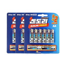 쎈도리 알카라인 AA건전지 LR6 6 + 2, 8개입, 3개