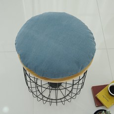 素色圓形坐墊套+枕心, 羅爾鋼藍色