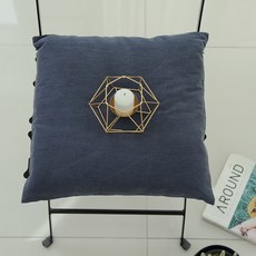 簡約素色靠墊套, 羅爾深石板藍