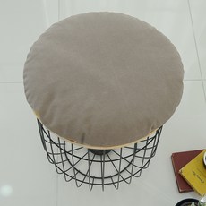 素色圓形坐墊套+枕心, 羅爾深米色