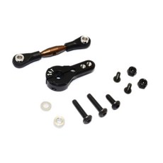 GPM 鋼製反螺紋拉桿，帶鋁製伺服喇叭，用於 24T 花鍵輸出軸 RC 伺服喇叭, BK, 1套