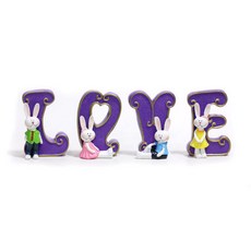 하나샵 러브토끼 장식소품 4p 세트 615A, 보라