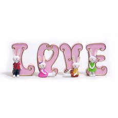 하나샵 러브토끼 장식소품 4p 세트 615b, 핑크