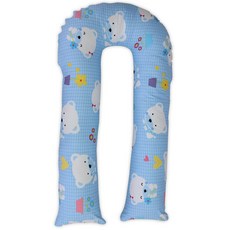 ECONY HOUSE 小熊印花U型身體枕套, 藍色
