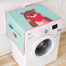 Super Six 可愛動物加厚亞麻冰箱洗衣機蓋布, B