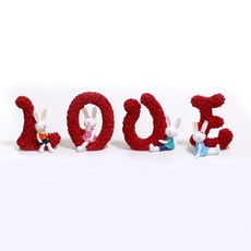 HANA SHOP 愛兔裝飾配件 4 件套 616A, 紅色的