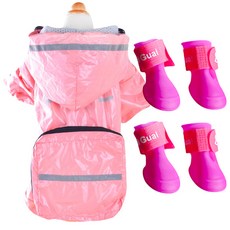 제제펫 백팩일체형 반려견 비옷 레인부츠세트, K00PPDFC003, 1개