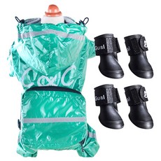 제제펫 백팩일체형 반려견 비옷 레인부츠세트, K00PPDFC001, 1개