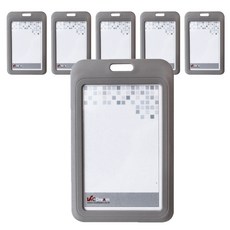 VICDREAM 直式柔和ID員工證卡套名牌 VIC-6634, 灰色, 6入