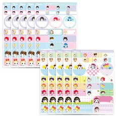 네임조아 미니돌 러블리 혼합형 방수네임스티커 프린세스 5p + 큐티베이비 5p, 혼합 색상, 1세트