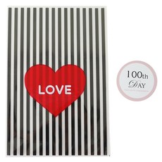 Hwangssinaedosirak 愛心內包裝袋 黑色 30入 + 貼紙 百日 粉彩粉紅 30入, 1套