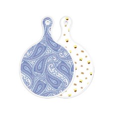 ROEM Design 雙面圓形砧板 藍白線條藝術, 布丁, 1個