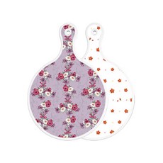 Roem Design 雙面圓形上菜砧板 碧藍花朵, 雙色牽牛花, 1個