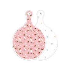 Loem Design 雙面圓形上菜砧板 朱紅色櫻桃, 線條愛心, 1個