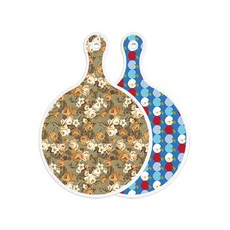 Roem Design 雙面圓形上菜砧板 土色花朵, 蘋果牆色, 1個