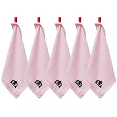 SOFT TOUCH 竹纖維企鵝刺繡擦手巾 34*34cm, 粉色, 5入