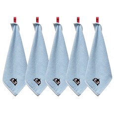 SOFT TOUCH 竹纖維企鵝刺繡擦手巾 34*34cm, 藍色, 5入