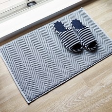 SOFT TOUCH 人字紋棉質浴室腳踏墊, 藍灰色