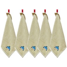 소프트터치 뱀부얀 고래자수 고리타올 34 x 34 cm, 그린, 5개
