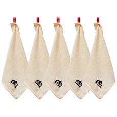 SOFT TOUCH 竹纖維企鵝刺繡擦手巾 34*34cm, 黃色, 5入