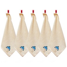 소프트터치 뱀부얀 고래자수 고리타올 34 x 34 cm, 옐로우고래, 5개