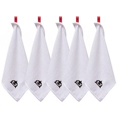 소프트터치 뱀부얀 펭귄자수 고리타올 34 x 34 cm, 화이트, 5개