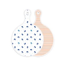 ROEM DESIGN 雙面圓形企鵝上菜砧板, 朱紅線條, 1個